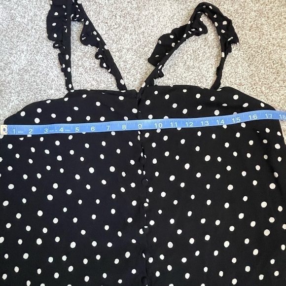 Madewell Blouse Womens size 10 Black Polka Dots Button Front Ruffle Straps - Picture 6 of 7